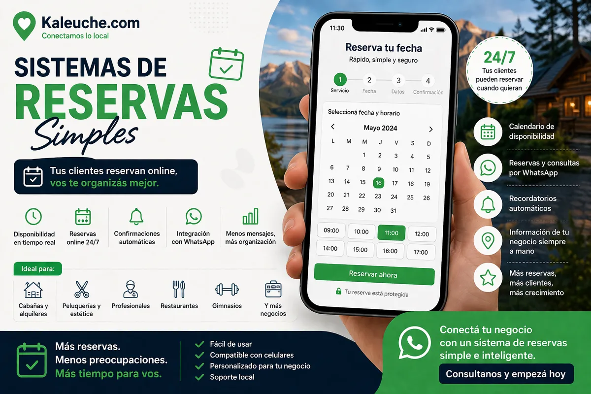 Automatizá tus turnos y reservas con un sistema simple, moderno y conectado a WhatsApp.