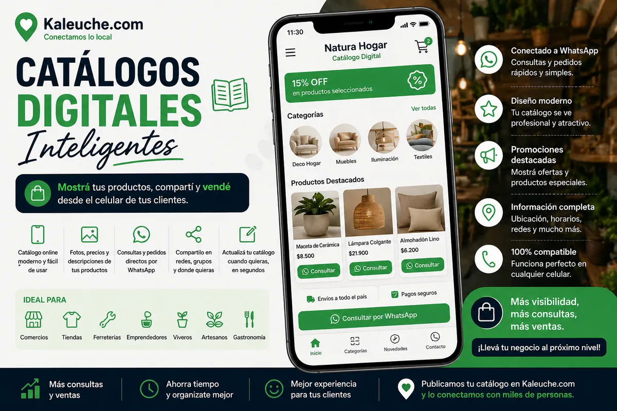 Transformá tus productos en un catálogo digital moderno, compartible y conectado a WhatsApp.
